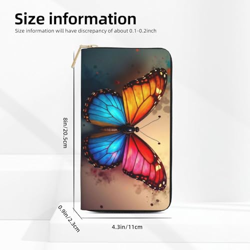 Colorful Butterfly Print Wallet Women, Leather Bifold Multi Card Wallet, Long Purse Women's Wallets2