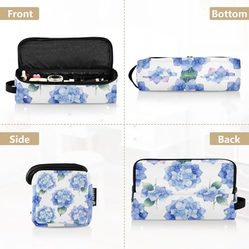 Bolsa de viaje para herramientas de cabello con tapete resistente al calor, grande para planchas y rizadores. Diseño acuarela floral azul hortensias, portátil para accesorios esenciales miniatura 5