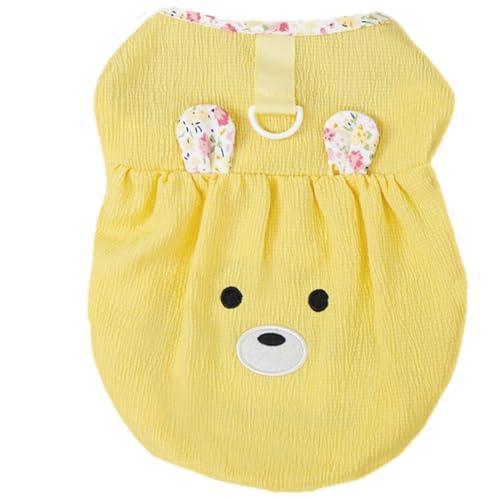 AttRex 犬服 犬の服 タンクトップ 春 夏 dリング ペット服 ドッグウェア 通気性 涼しい 小型犬 中型犬 ベスト ファッション 人気 わんこ服 猫服 散歩 お出かけ ペット用品 (S,イエロー)