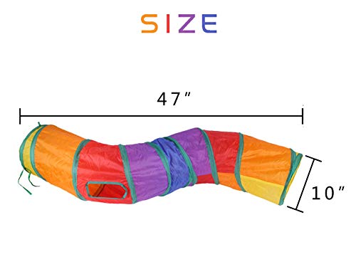 Image of iCAGY Cat Tunnel for Indoor Cats Interactive, Rabbit Tunnel Toys, Pet Toys Play Tunnels for Cats Kittens Rabbits Puppies Crinkle Pop Up Rainbow 47 inch Shape S