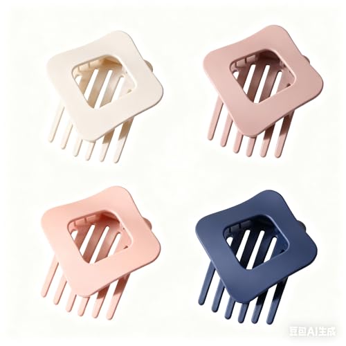 Pinzas cuadradas para cabello, set de 4 multicolor miniatura 1