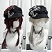 Y2K Gothic Beret Hat E-Girl Punk Aesthetic Plaid Patchwork Brim Cap Grunge Emo Streetwear Dark Academia Accessories (Red)