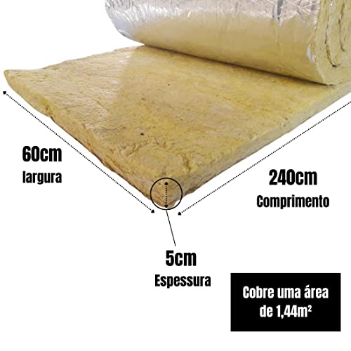Lã de Rocha Isolamento Acústica Térmica 60x240 Aluminizada