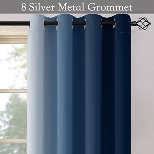 Image of SimpleHome Ombre Room Darkening Curtains 84 inches Length for Bedroom,Grommet Gradient Light Blocking White to Blue Window Curtain for Living Room,1 Panel, 52x84 inches