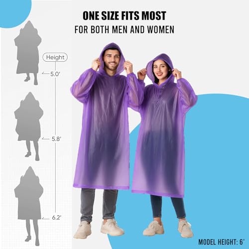 Image of Allextreme EVA Raincoat 110 GSM with Adjustable Hood Full Sleeves Universal Size Long Length Lightweight waterproof Outdoor Rainwear for Bike Riders Men & Women (Pack of 1, Purple)