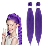 2/3Pcs Purple Hair Extensions, 26 Inch Stretched Synthetic Braiding Hair Extensions for Stage Party Halloween Costume Cosplay Braided Ponytail Extension (2PCS)