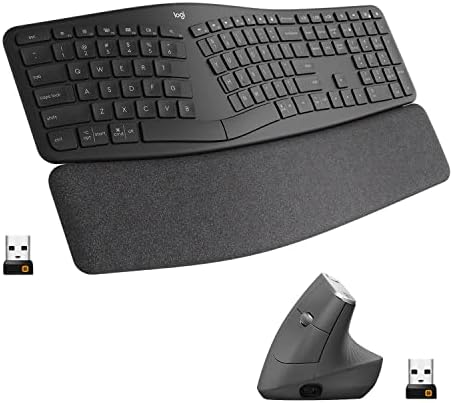 Logitech Ergo K860 Wireless Ergonomic Keyboard with Wrist Rest and MX Vertical Wireless Mouse