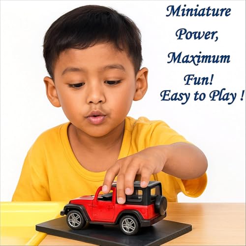 Image of 1:32 Scale DieCast Metal Pull-Back Action Openable Doors 4x4 Thar /Jeep Premium Car Toy with Lights and Music for Kids Realistic Miniature Model Gift 2+yrs Girls Boys (Multicolour)