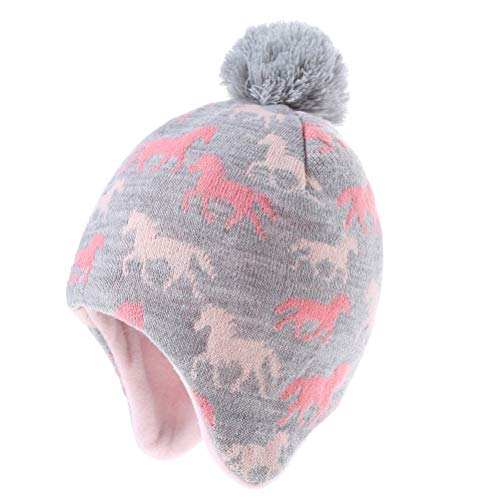 Moon Kitty Baby Girls Knit Hats Winter Fleece Skiing Winter Ear Flap Beanie Hats