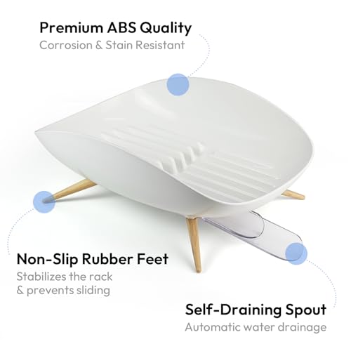 Image of carrotez Self-Draining Dish Drying Rack, White - Wide