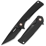 SUMACO Men's small Folding Knife Black Everyday Carry EDC Pocket Knife Safety Liner-Lock Practical P