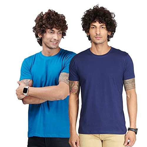 Image of BeeBasic Cotton Regular Fit Tshirts for Men Combo Pack of 2 - Round Neck Half Sleeves Tshirts
