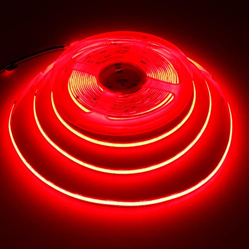 Yunbo 12V Cob Led Strip Light Red 620-625Nm Dotless High Density 480Leds/M 16.4Ft/5M Super Bright Cuttable Flexible Ip20 No Waterproof Led Tape Light For Cabinet Home Diy Lighting Projects #TOP4