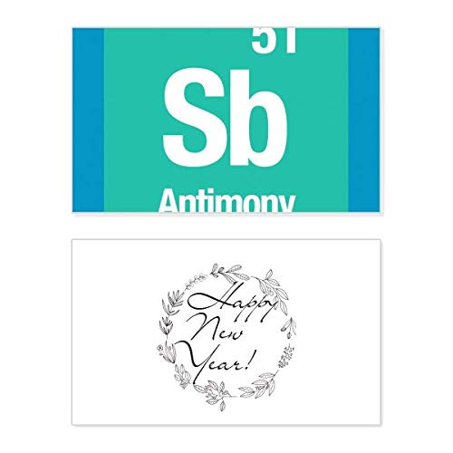 Tarjeta conmemorativa de Antimonio Sb con mensaje de bendición de Año Nuevo