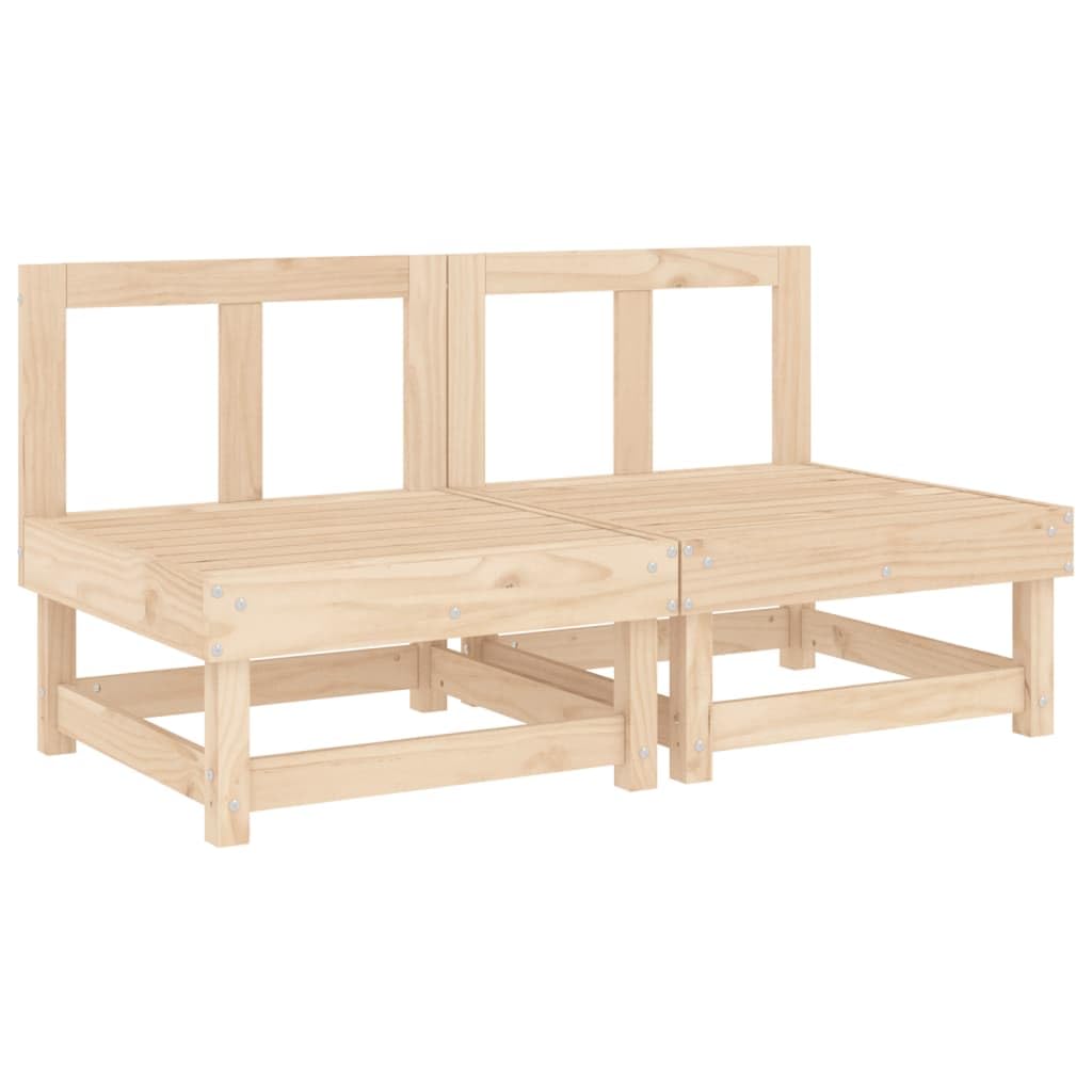 Drewniane siedzisko ogrodowe sofa środkowa z litej sosny, 2 szt., listwowa konstrukcja, modułowa, solidna rama, maksymalne obciążenie 110 kg na siedzisko