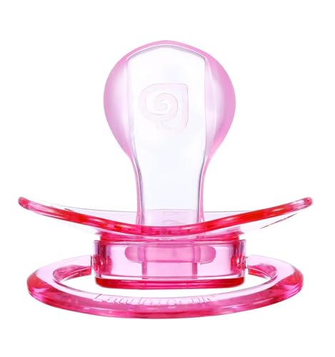 Image of Landofgenie Large Shield Adult Size Pacifiers Butterfly Shape Transparent Design Pacifier Pink
