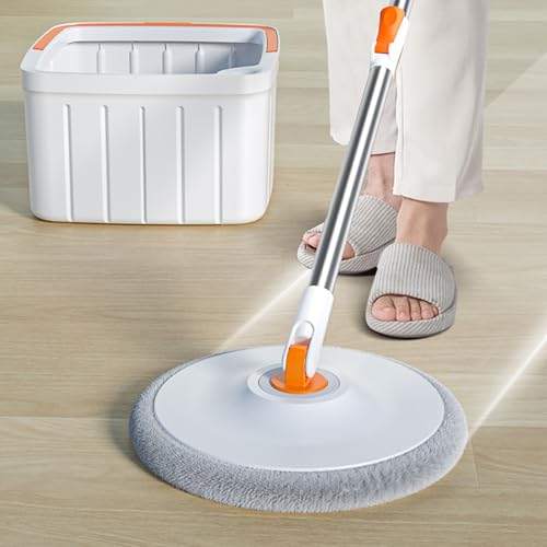 Vuggdt Wischmopp-Eimer-Set mit Auswringer, Wischeimer, Bodenreinigungssystem mit Auswringer, 2 Fächer, für Hotel, Fitnessstudio, Klassenzimmer, Keramikfliesen – Bild 3