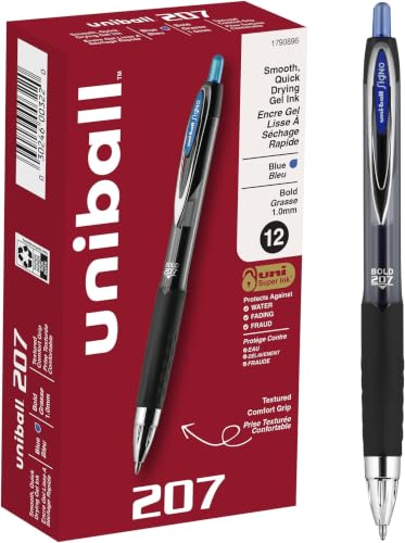 Image of uniball 207 Retractable Gel Pens, Bold Point (1.0mm), Blue (Pack of 144)