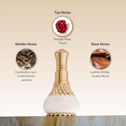 Image of Al-Nuaim Oud & Roses Attar Roll On For Men & Women - 9.9ml | Exquisite Alcohol-Free Aromatic Fragrance Oil for Lasting Elegance and Charm