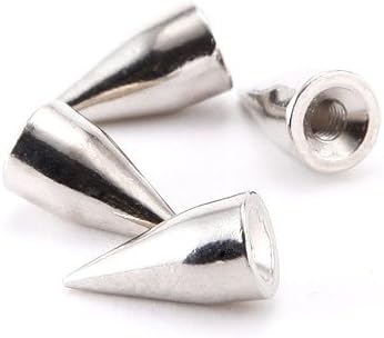 NYKKOLA 100pcs/set 9.5mm Silver Cone Spikes Screwback Studs DIY Craft Cool Rivets Punk