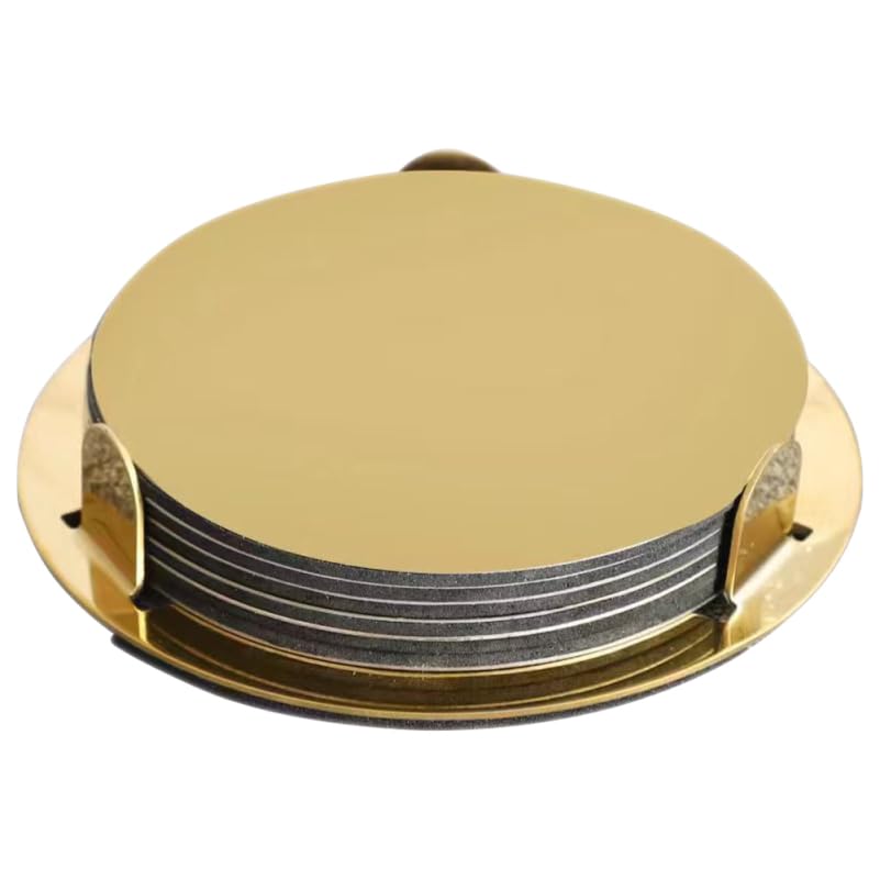 ABOOFAN sous-Verres Dorés en Acier Inoxydable avec Support Set De 6 Pièces avec Base Antidérapante Eva Idéal pour Bar Table À Manger Et Décoration De Maison