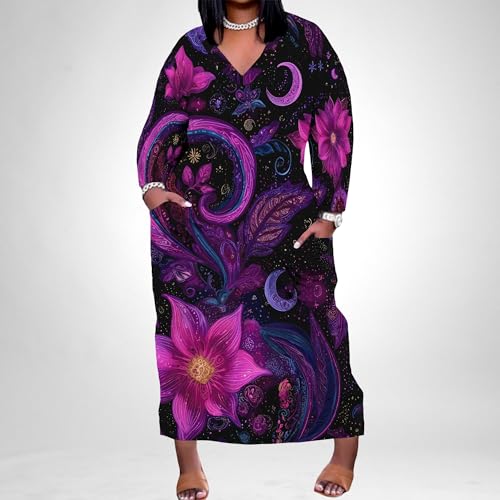 Image of Womens African Dresses Sexy Casual T-Shirt Dresses Long Sleeve Oversized Baggy Summer Sundress