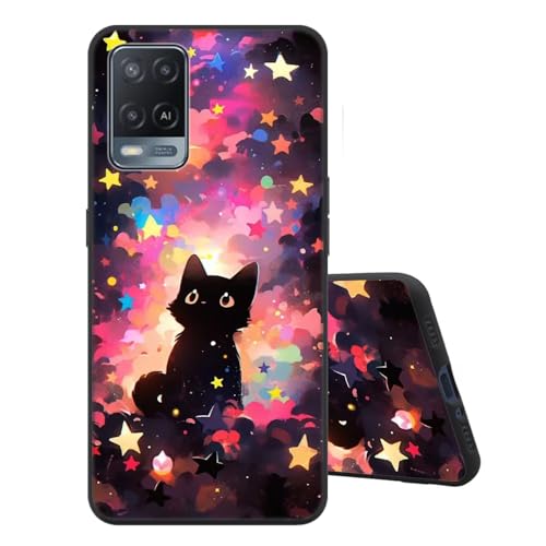 Sinyunron Funda Compatible con OPPO A54 4G Carcasa de Protección de Silicona,Delgado Suave Anti-Choques y Anti-arañazos TPU Protectora Caso con Moda Estética Patrón Dibujos-Gatito-A