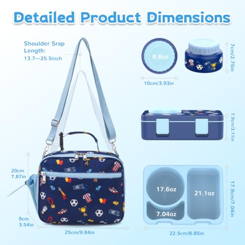 Image of Bento Box for Kids, Leakproof Kids Lunch Box with 8.5OZ Thermo Food Jar & Lunch Bag, 3-4 Compartments Toddler Insulated Lunch Box for Girls, BPA Free Lunch Containers for School Daycare