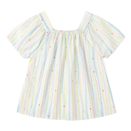 Image of Curipeer Toddler Girls Shirt Summer Casual Puff Short Sleeve Blouse Tops for Baby Girl