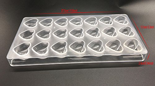 Candy Making Mold, Diamond Clear Polycarbonate Chocolate Mold Jelly Candy Making Mold 21-Piece Tray (Heart candy mold) - Thumbnail 3