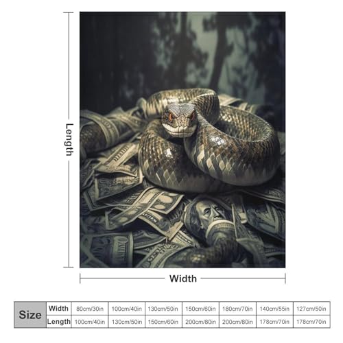 Couverture 3D serpent en flannel douce et chaude 100x130cm lavable