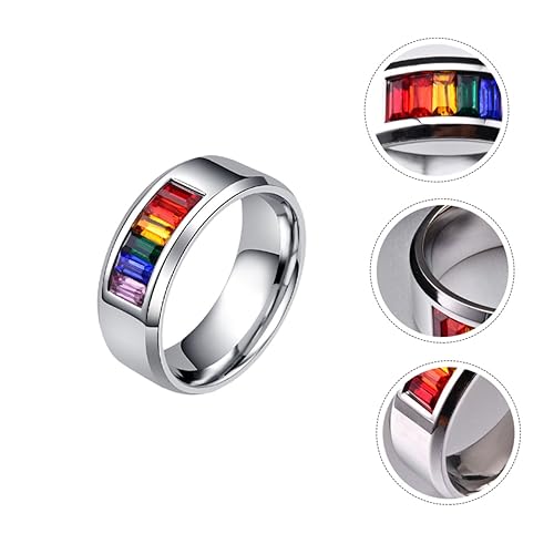 Bague arc-en-ciel émail et diamants colorés au design moderne - 5