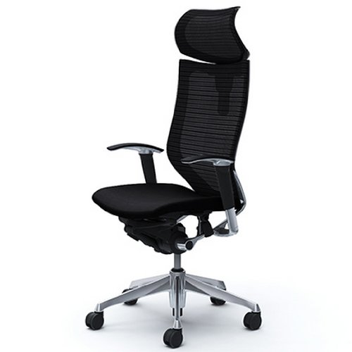 オカムラ オフィスチェア バロン 可動ヘッドレスト 可動肘 座クッション ブラック CP81BR-FDF1 ポリッシュ ブラックフレーム