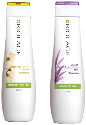 Image of Biolage Smoothproof Shampoo | Paraben Free|Cleanses, Smooths & Controls Frizz | For Frizzy Hair & Biolage Hydrasource Shampoo | Paraben Free|Hydrates & Moisturizes Dry Hair | For Dry Hair(200Ml)