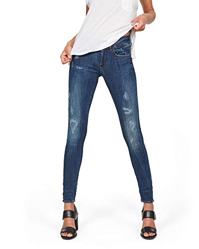 G Star Raw Pantalones vaqueros para mujer Lynn, a media cintura, muy ceñidos Azul (Dk Aged Restored 86 9136 6415). 27W x 34L