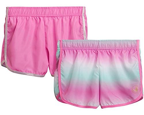 Body Glove Girls Activewear Workout Shorts (2 Pack), Green Tie-dye, Size 10