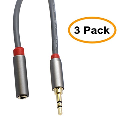 3.5mm Aux Headphone Extension Cable 1.5 Feet (0.45 Meters) 3.5mm Male to Female Stereo Audio Extension Cable 1.5ft (0.45M) for Car, Stereo, iPhone, Smartphone or Any Audio Device CNE62403 (3 Pack)
