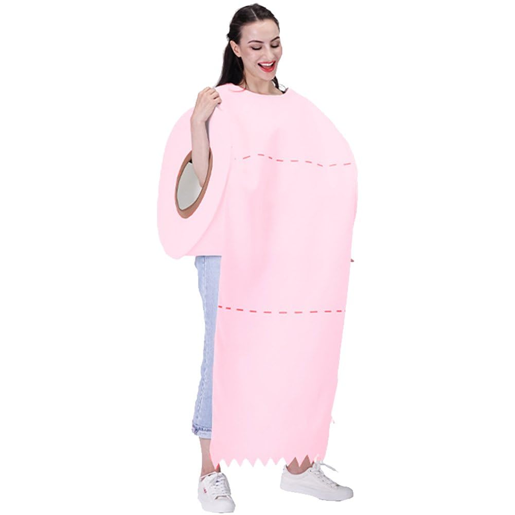 Lpitoy Men's Pink Toilet Paper Costume For Adults, Toilet Paper Roll Halloween Costume, Large Roll Of Toilet Tissue Costume Hilarious Costume For Wo
