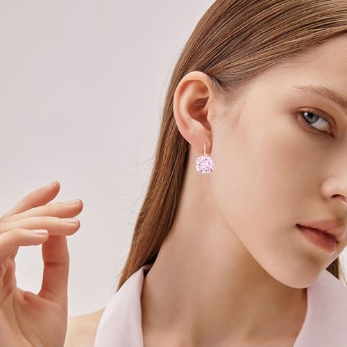 Sparkly Crystal Square Leverback Earrings Rhinestone Geometry Dangle Drop Earrings For Women Brides Bridesmaids Weddings2