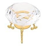 VALICLUD Pisapapeles de Cristal con Soporte Dorado 6 Cm, Adorno Decorativo Transparente para Oficina y Hogar, Escultura de Diamante de Cristal, Centro de Mesa Elegante para Decoración