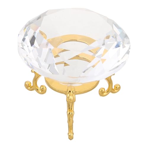 VALICLUD Pisapapeles de Cristal con Soporte Dorado 6 Cm, Adorno Decorativo Transparente para Oficina y Hogar, Escultura de Diamante de Cristal, Centro de Mesa Elegante para Decoración