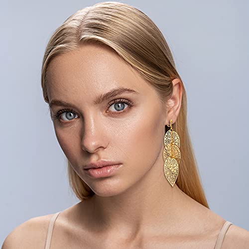 16 Pairs Drop Dangle Earrings Set Bohemian Tassel Pendant Clip Earrings Gold Plated Non-Piercing for Women (Chic Style)4