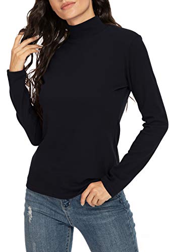 Women's Mock Turtleneck Cotton Long Sleeve Layering T Shirt Tops2
