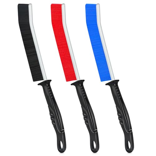 Hmseng Cepillo de Limpieza de Grietas, Multifuncional Ranura de Puerta de Ventana y Cepillo Limpiador Profundo de Grietas, para Lechada para Inodoro, Baño, Hogar, Bañera, Fregadero, (3,Colors)