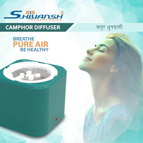 Image of Shivansh Technology Incense Holder Electric Kapoor Dani Camphor Diffuser Burner for Home | Karpuram Bakhoor Oud Aroma Oil & Dhoop Machine | Essential Oil & Fragrance Diffuser for Home (Teal Blue)