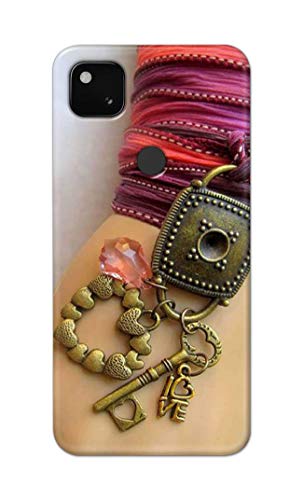 Image of Girl Hand with Keychain Hard Back Case Cover for Google Pixel 4A (4G) Back Cover -(J5) VNS2228