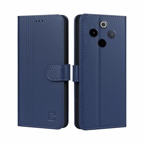 Image of AIBEX Shock Proof Flip Compatible for iQOO Z10 5G / Vivo T4 5G Flip Cover Leather Finish | Inside TPU with Card Pockets | Wallet Stand | Complete Protection Flip Case - Blue