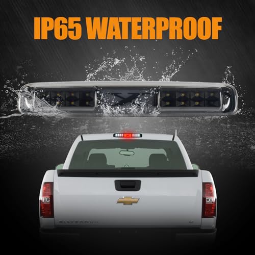 Image of Third 3rd Brake Light, LED High Mount Stop Light for 1999-2007 Chevy Silverado GMC Sierra 1500 2500 3500 HD Classic, Rear Center Cab Roof Tail Cargo Lamp, X Style