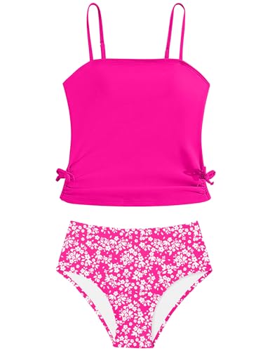 Girls Tankini Swimsuits Two Piece Bathing Suit Drawstring Swimwear Set for Girls 7-18 Years