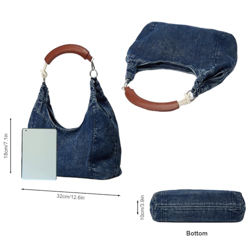 LIZHAOCAI Women Denim Shoulder Handbag Underarm Bag Tote Purse3